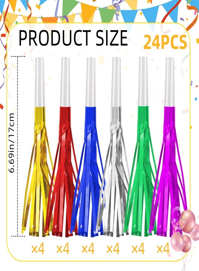 TKYZMS 24 Pack Metallic Fringe Party Blowers - Kids Party Noise Makers,Party Blowers for Kids,Horns & Whistles for Graduations,Weddings,Birthdays,Family Gatherings and Sporting Events - Image 3